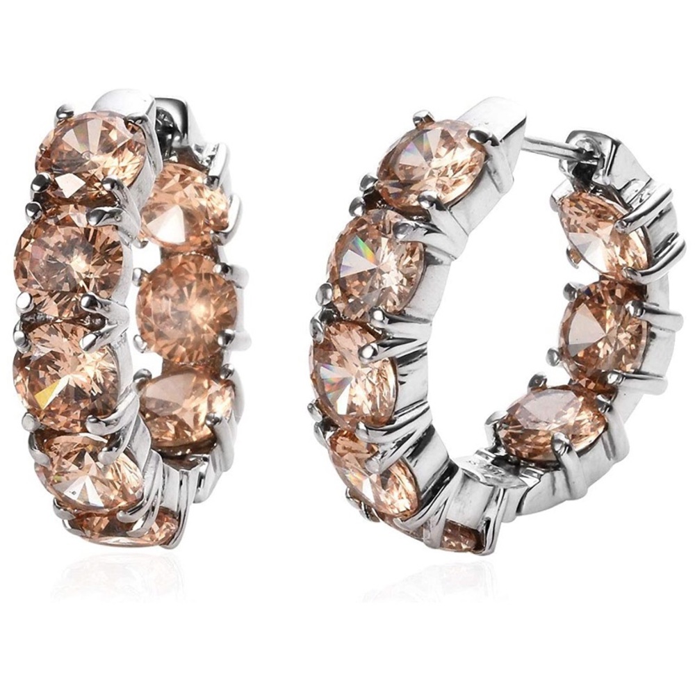 Champagne CZ stainless steal hoops